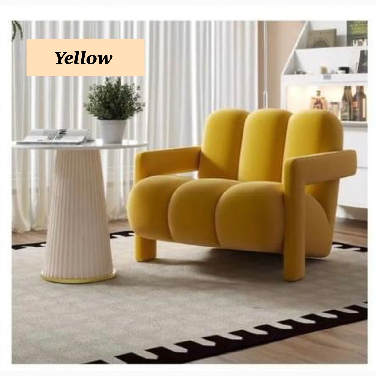 Danish Scandinavian Style Single Sofa Chair Made with Velvet Fabric