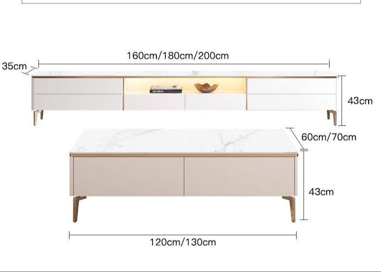 Elegant TV Stand & Coffee Table for Living Room with Storage