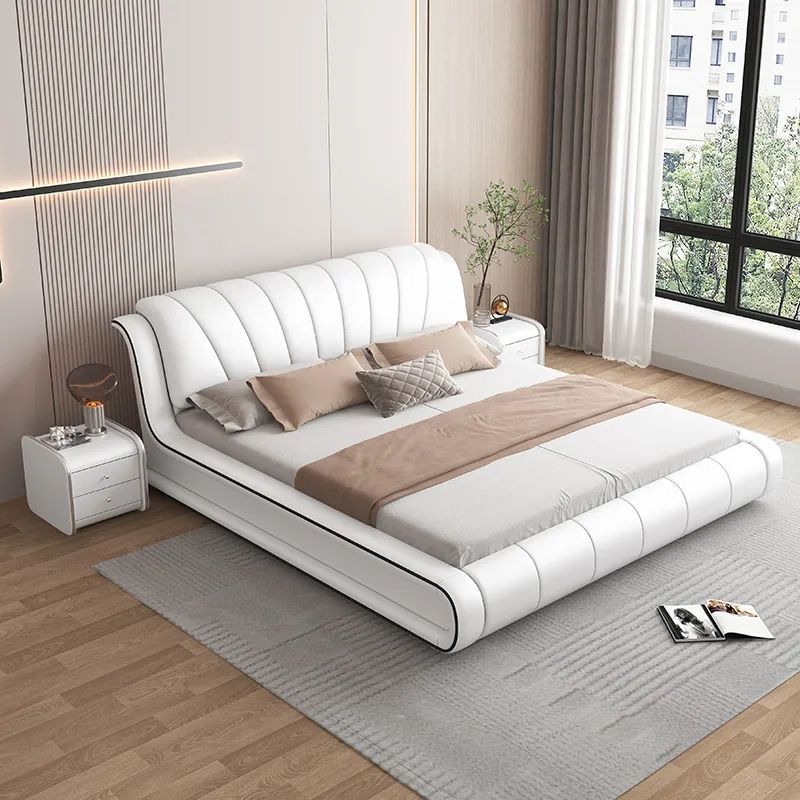 Modern Upholstered Leather Bed.