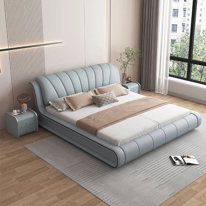Modern Upholstered Leather Bed.