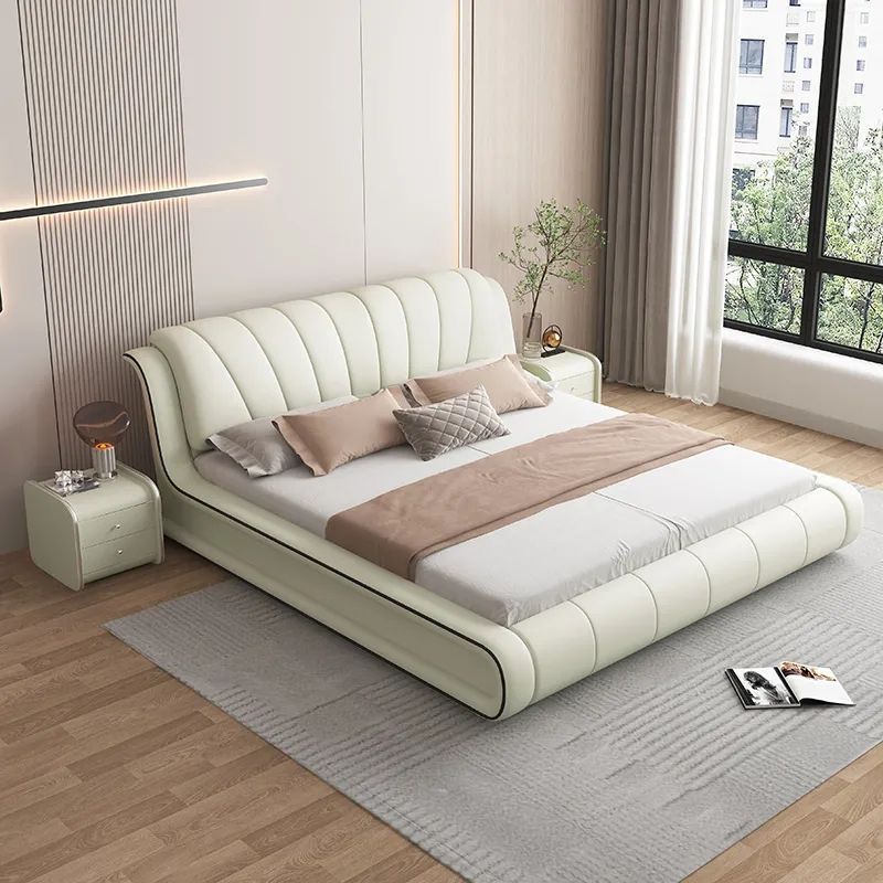 Modern Upholstered Leather Bed.