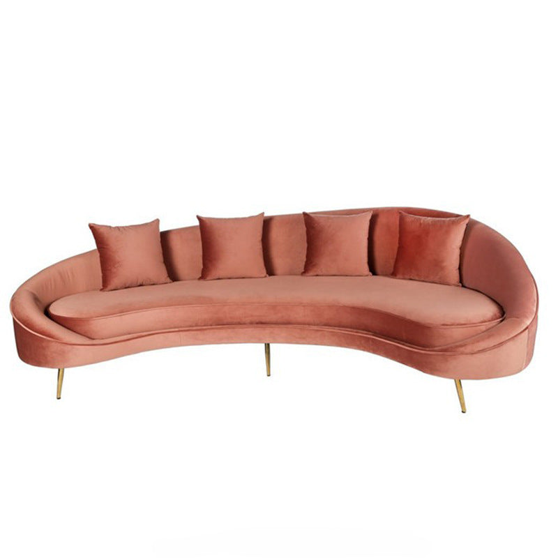 Gold metal base Small L shape Velvet Soft Hotel Leisure Sofa and Loveseat for Sleeping