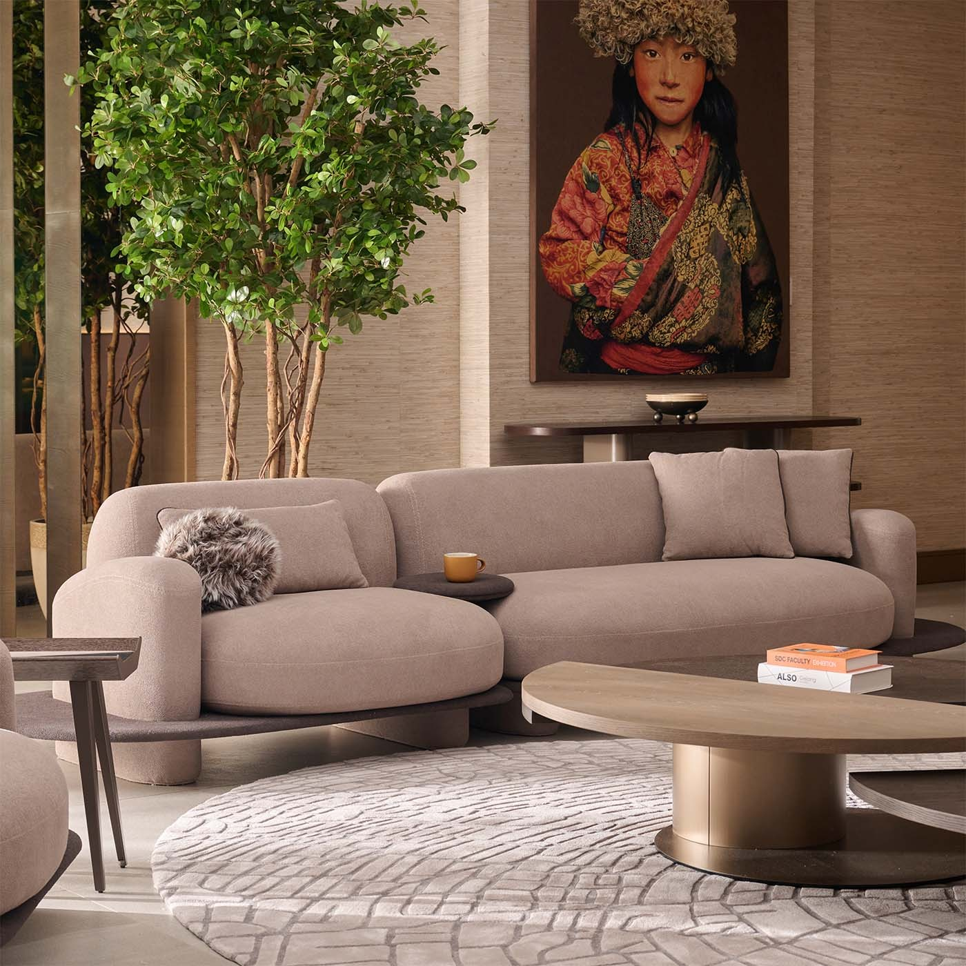 Philips Modern 3-Seater Sofa Fully Upholstered in Textured Fabric