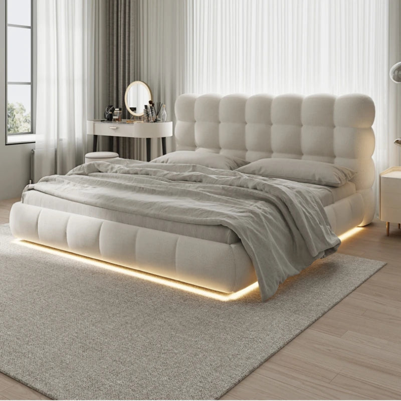Modern Curved Puffy Lighted Bed.