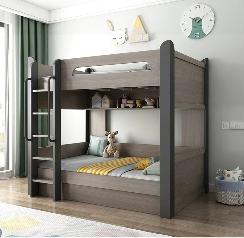 Wooden Double Bunk Bed For Twins, Teenage.