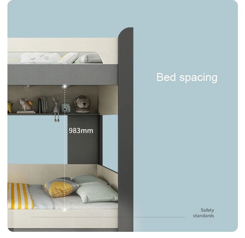 Wooden Double Bunk Bed For Twins, Teenage.