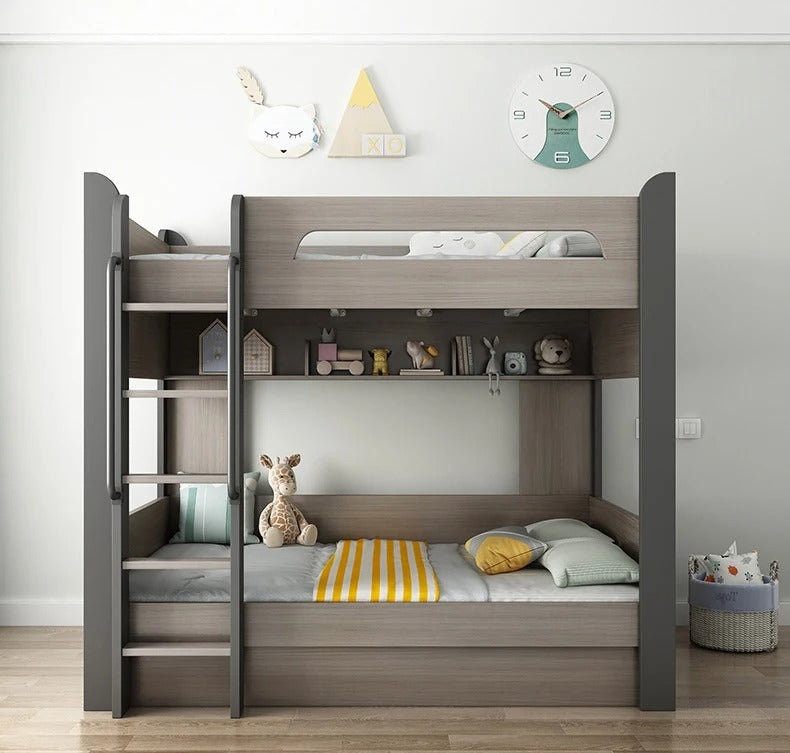 Wooden Double Bunk Bed For Twins, Teenage.