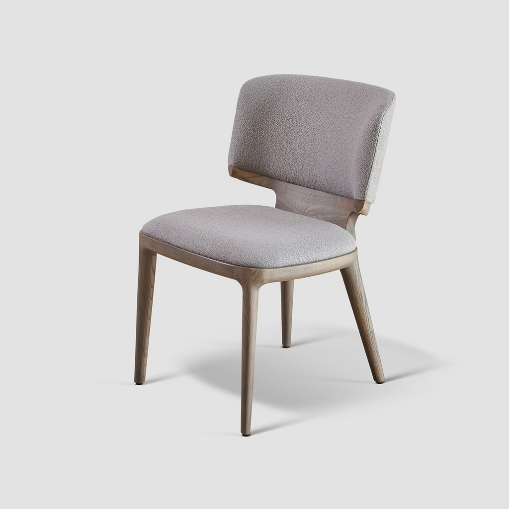 Modern Style Dining Chair Fully Upholstered Fabric Legs Made In American Ashwood