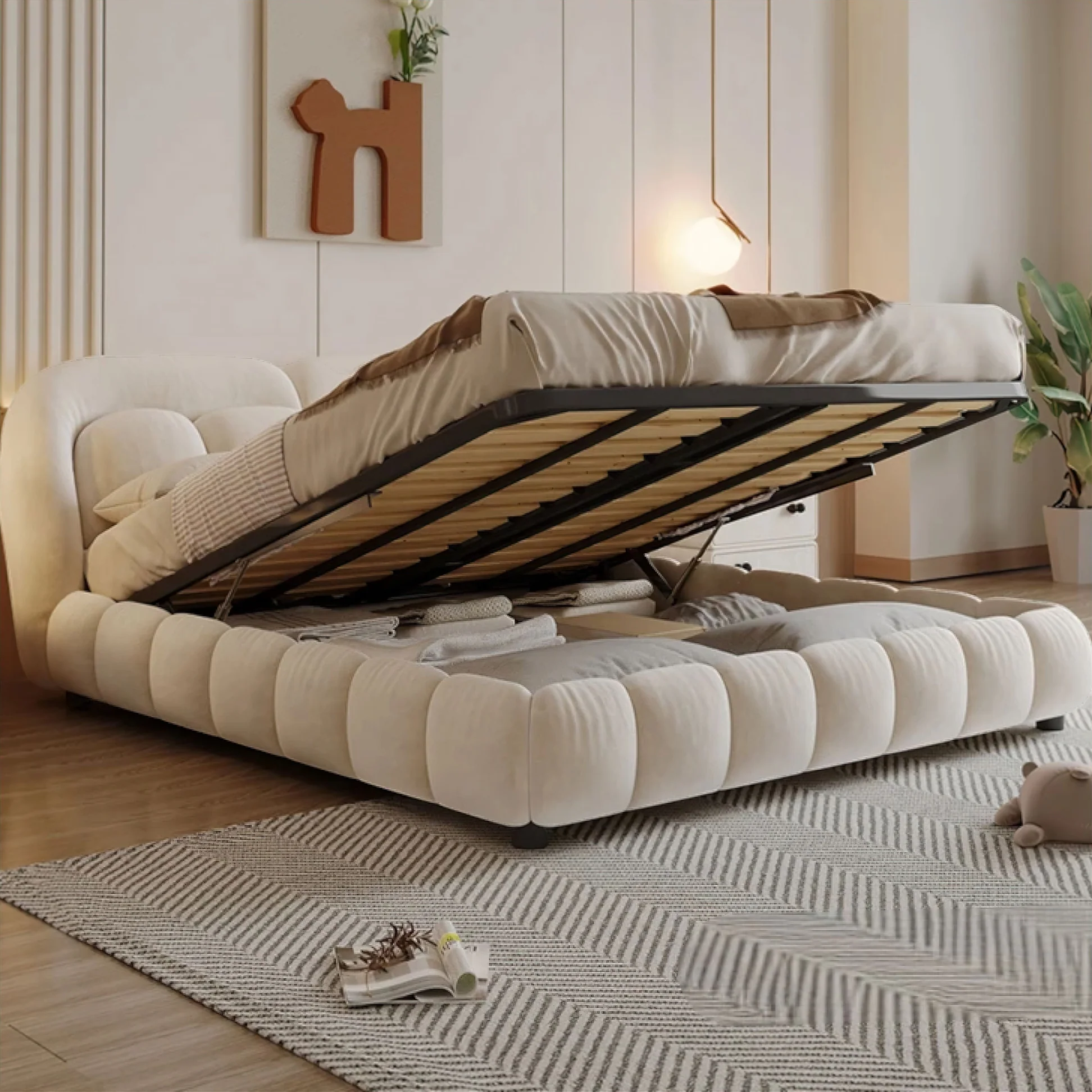 Cloud-Inspired Design Hydraulic Storage Bed.