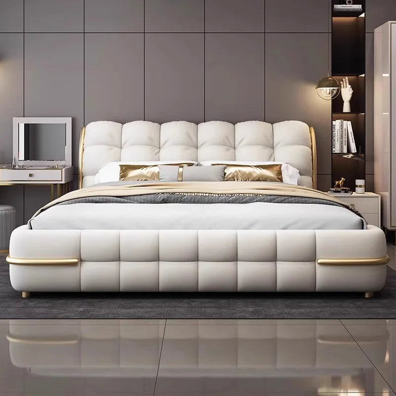 Luxurious Modern Cloud Design Upholstered Tufted Bed.