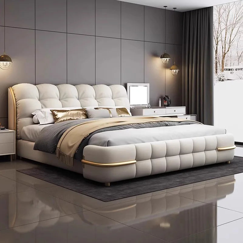 Luxurious Modern Cloud Design Upholstered Tufted Bed.