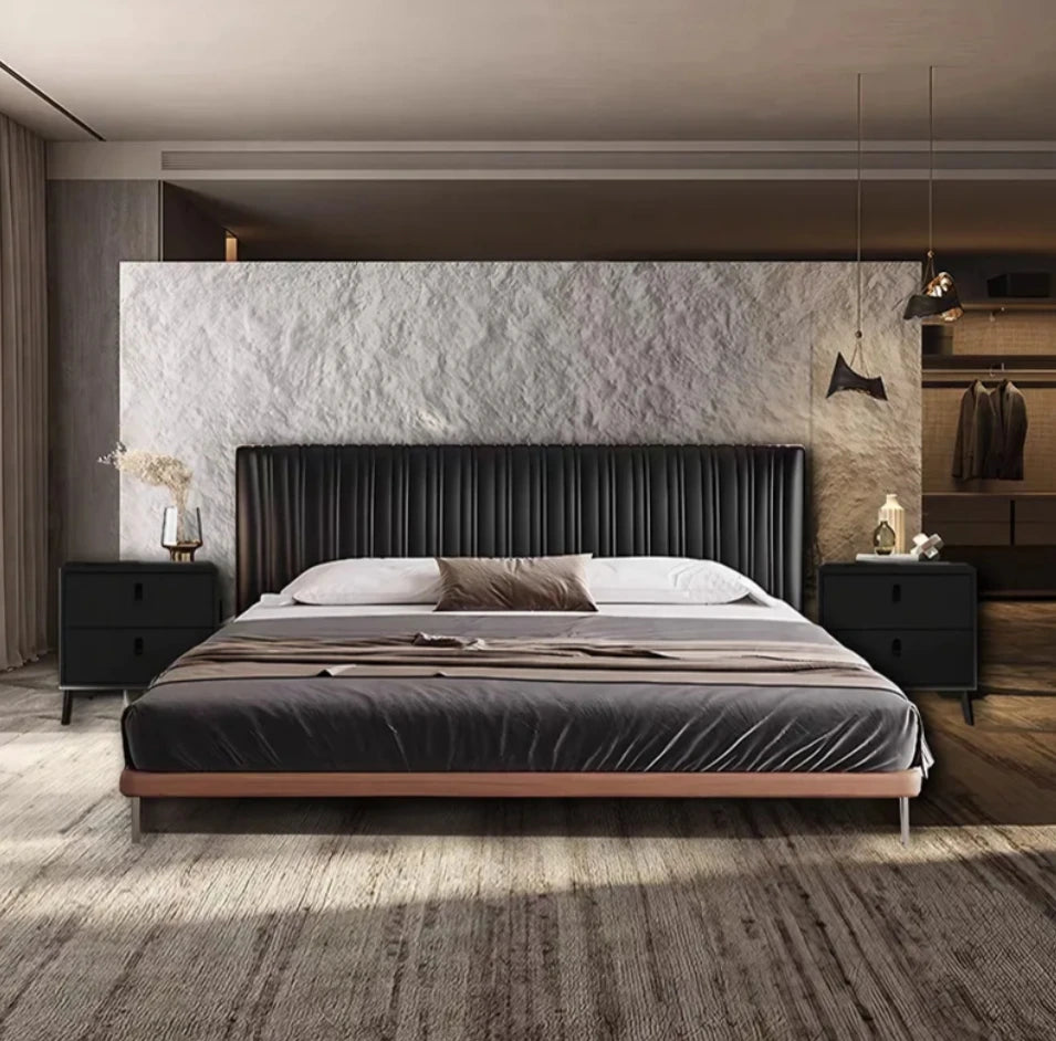 Nordic Style Upholstered Bed Frame with Headboard.