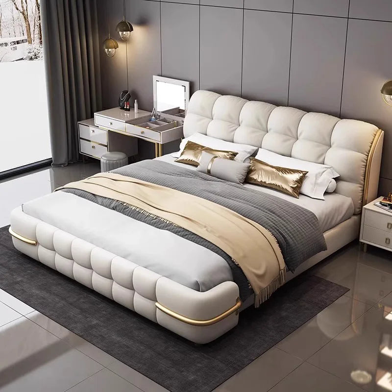 Luxurious Modern Cloud Design Upholstered Tufted Bed.