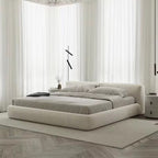 Modern Cozy Boucle Low-Profile Upholstered Bed.