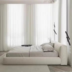 Modern Cozy Boucle Low-Profile Upholstered Bed.