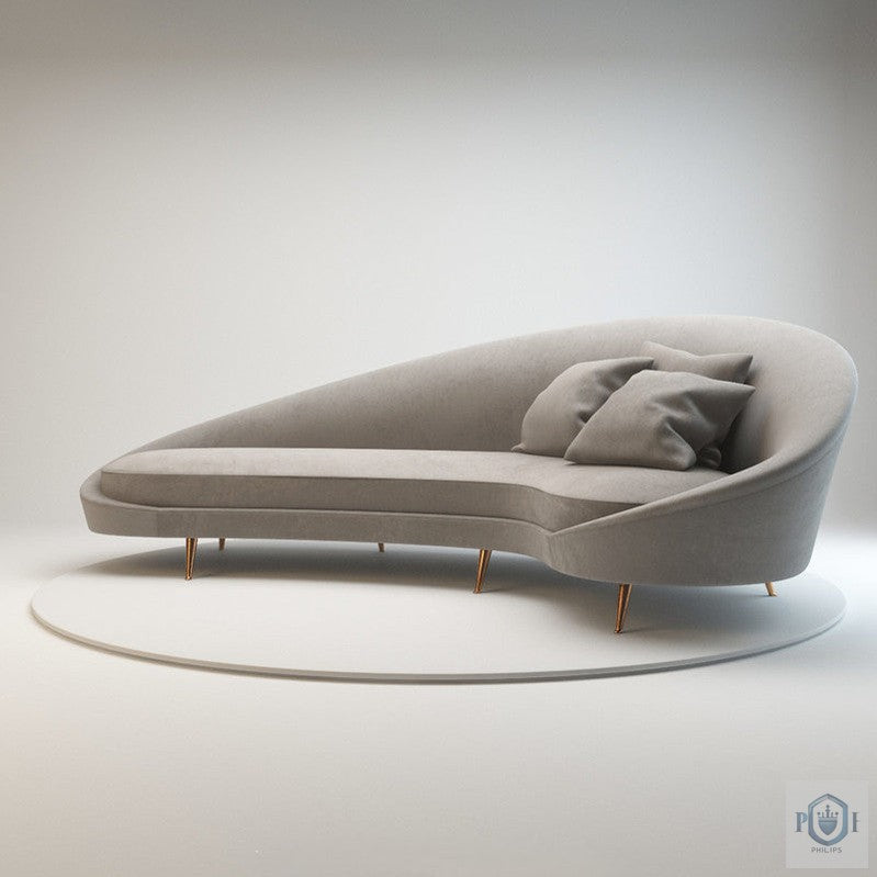 Philips Modern Luxury Style Sofa With Gold Metal Legs Made With Soft Velvet Material
