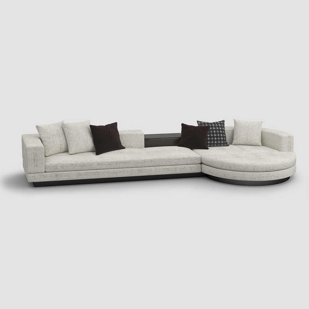 Philips Modern Corner Sofa Set Fully Upholstered In Polyester Fabric