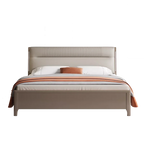 Modern Upholstered Panel Bed with Channel Tufted Headboard.
