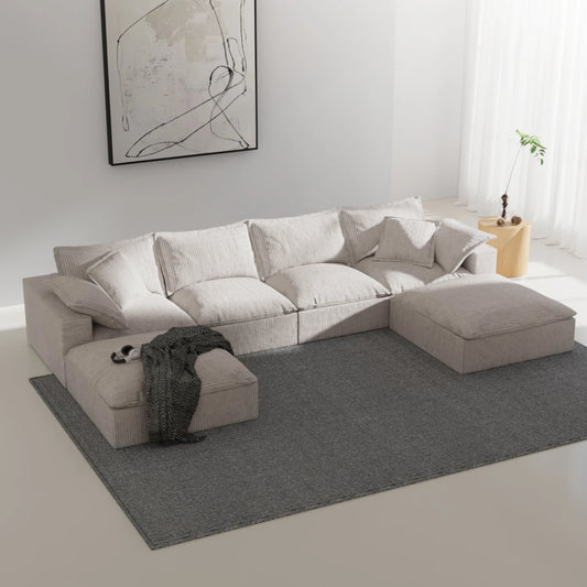 Modern Linen Fabric Sectional Compressed Vacuum-Packed Sofa for Apartment Living Room