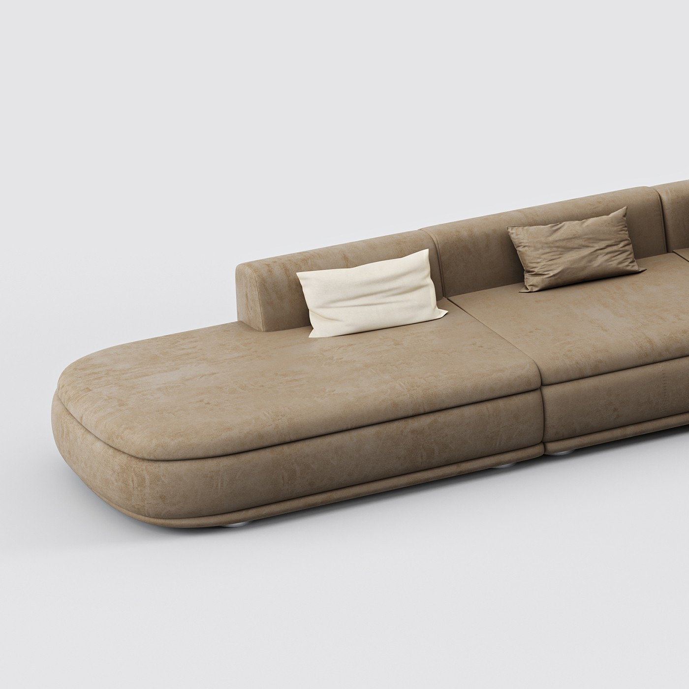 Modular Right Corner Sofa, Upholstered In Fabric