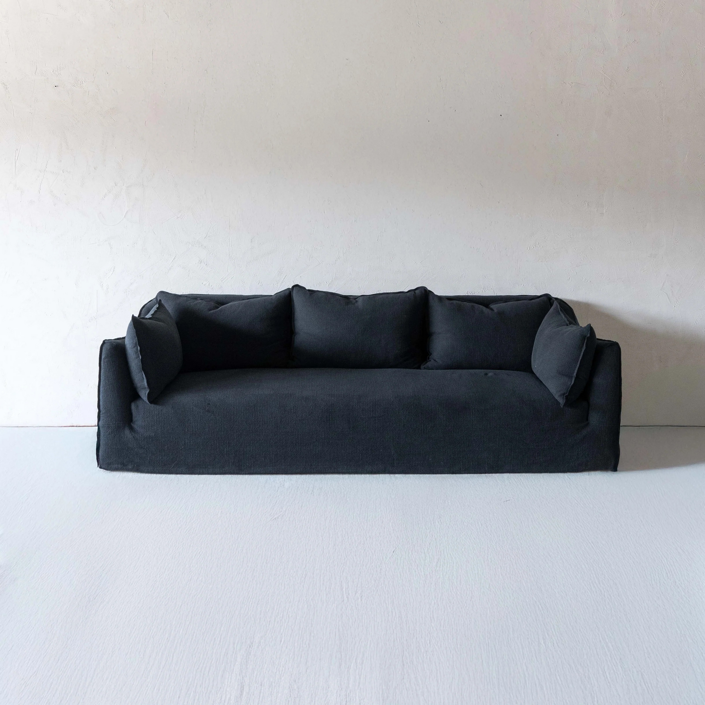 Clara Black Linen Modern 3 Seater Sofa