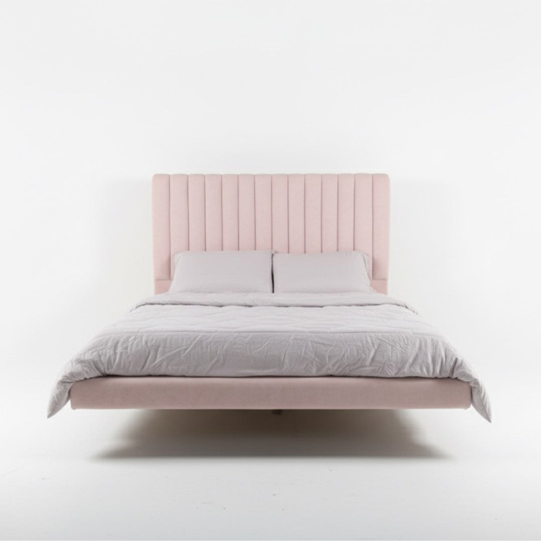 Blossom Serenity Vertical Line Headboard Bed with Metal Base and Wooden Frame