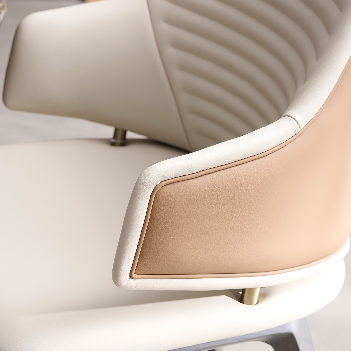 Two Tone Style Dining Chair Made With High Quality Microfiber Leather Upholstery